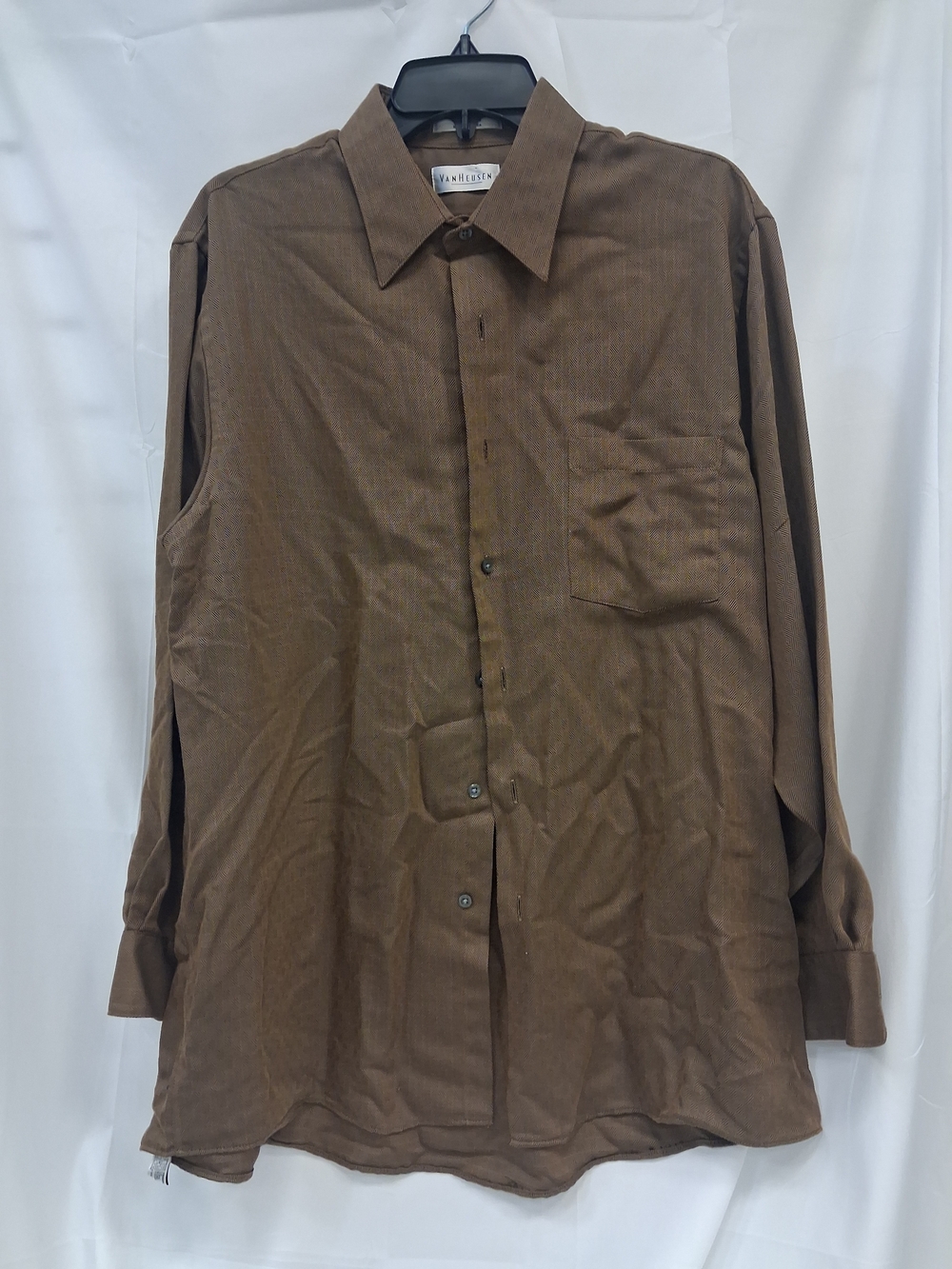 Van Heusen Brown Mens Long Sleeve Dress Shirt